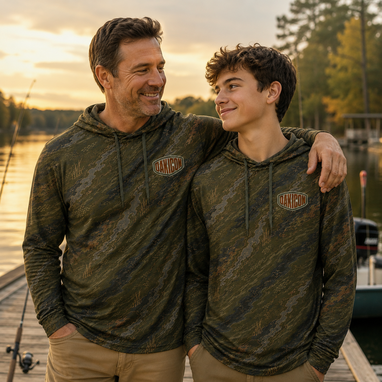 Oakicon Dark Olive Brush Personalized Name Camo Performance Hoodie, Oakicon Camo Performance Hoodie