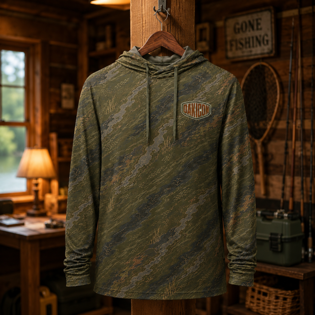 Oakicon Dark Olive Brush Personalized Name Camo Performance Hoodie, Oakicon Camo Performance Hoodie