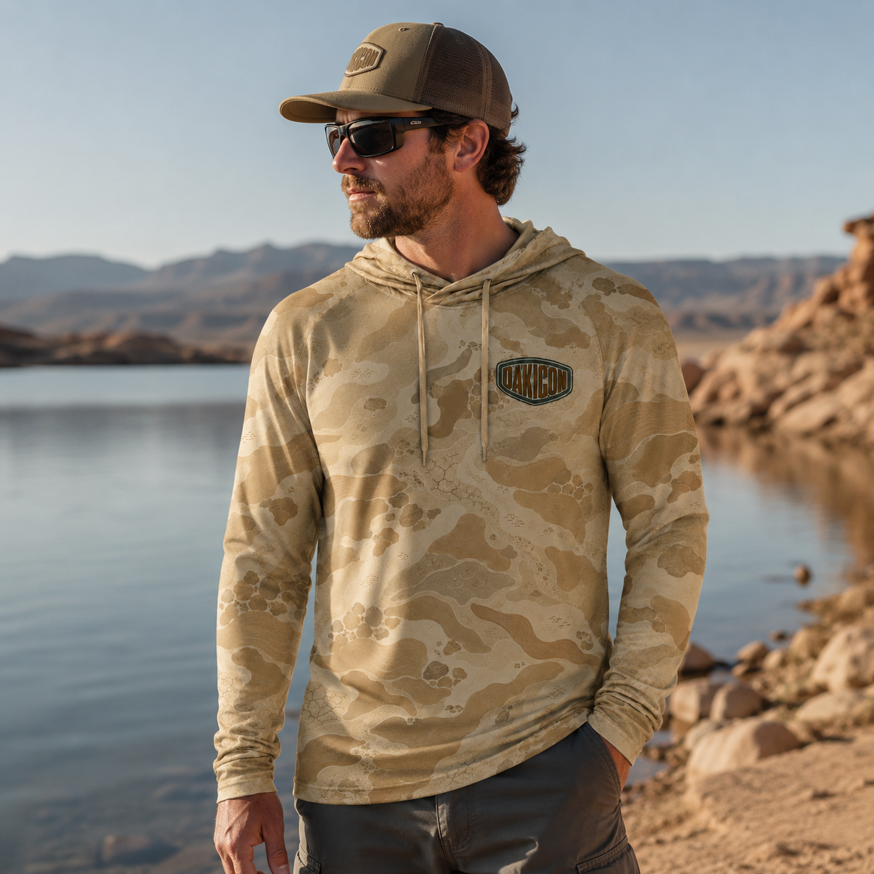 Oakicon Desert Sand Personalized Name Camo Performance Hoodie, Oakicon Camo Performance Hoodie