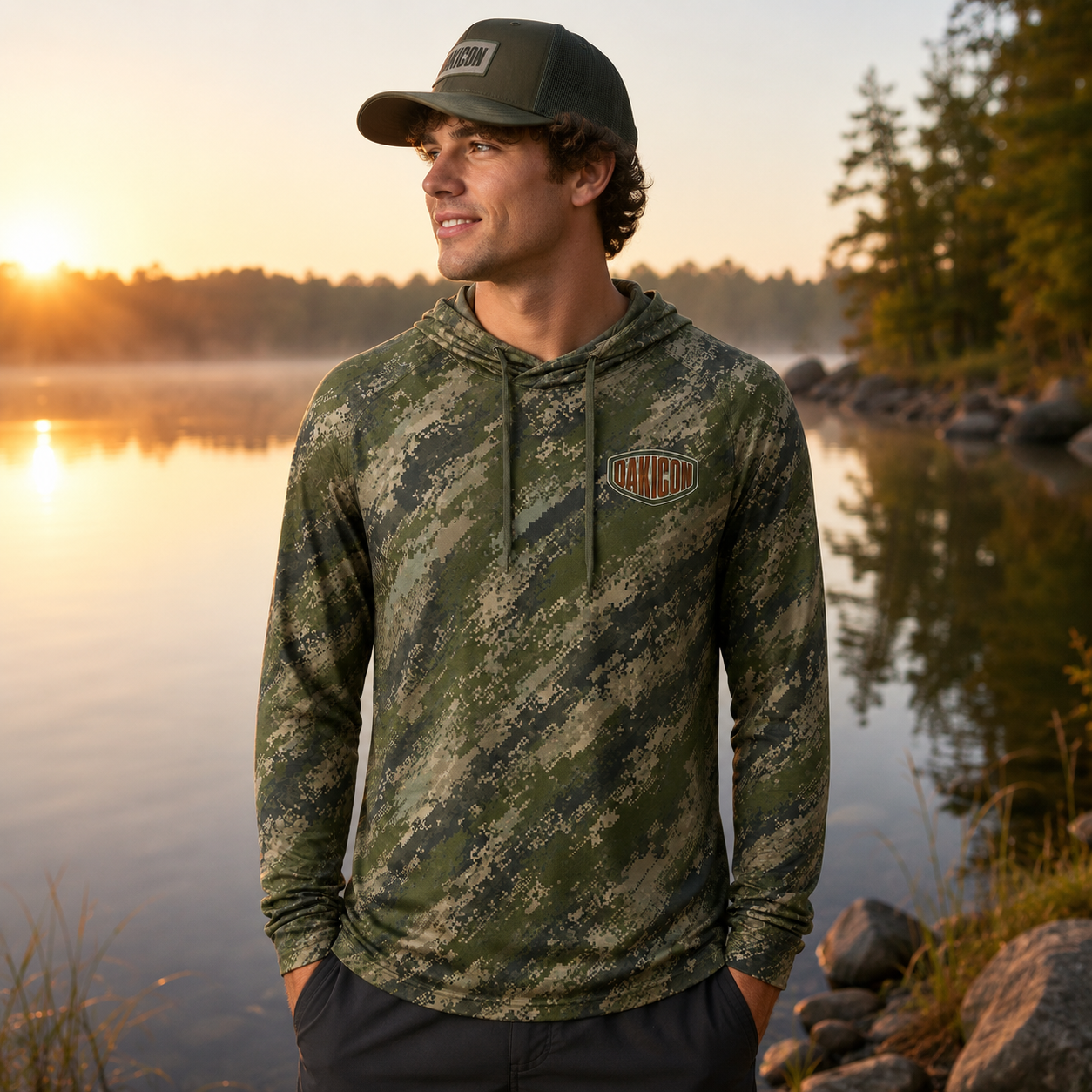 Oakicon Digital Woodland Personalized Name Camo Performance Hoodie, Oakicon Camo Performance Hoodie