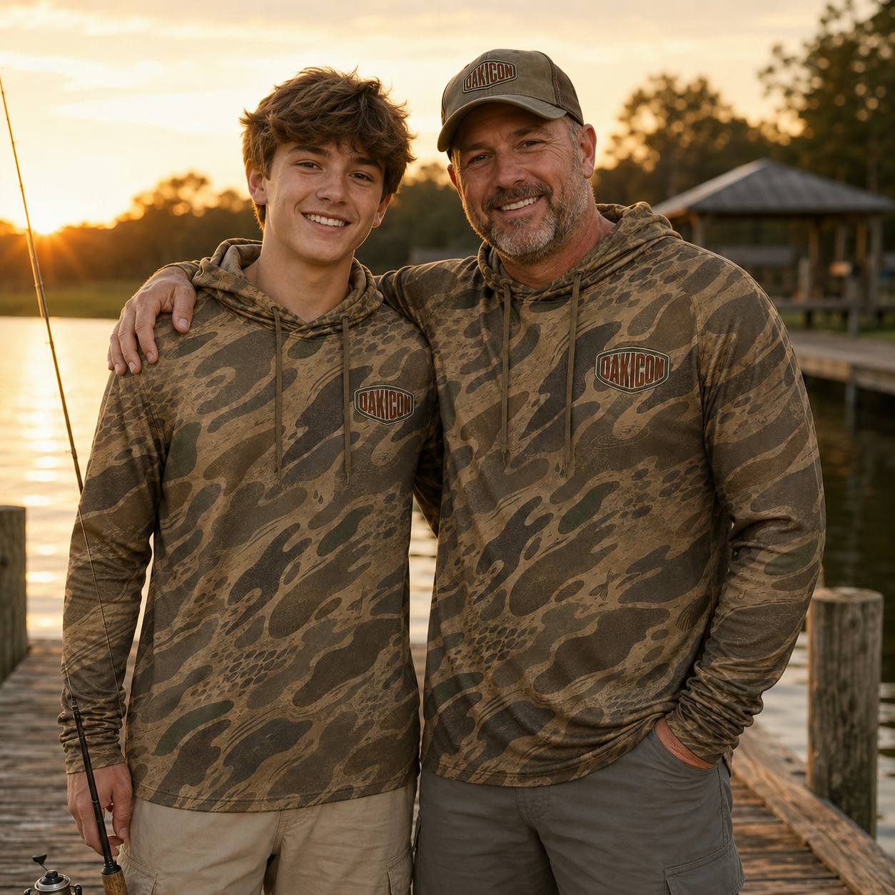Oakicon Khaki Woodland Personalized Name Camo Performance Hoodie, Oakicon Camo Performance Hoodie