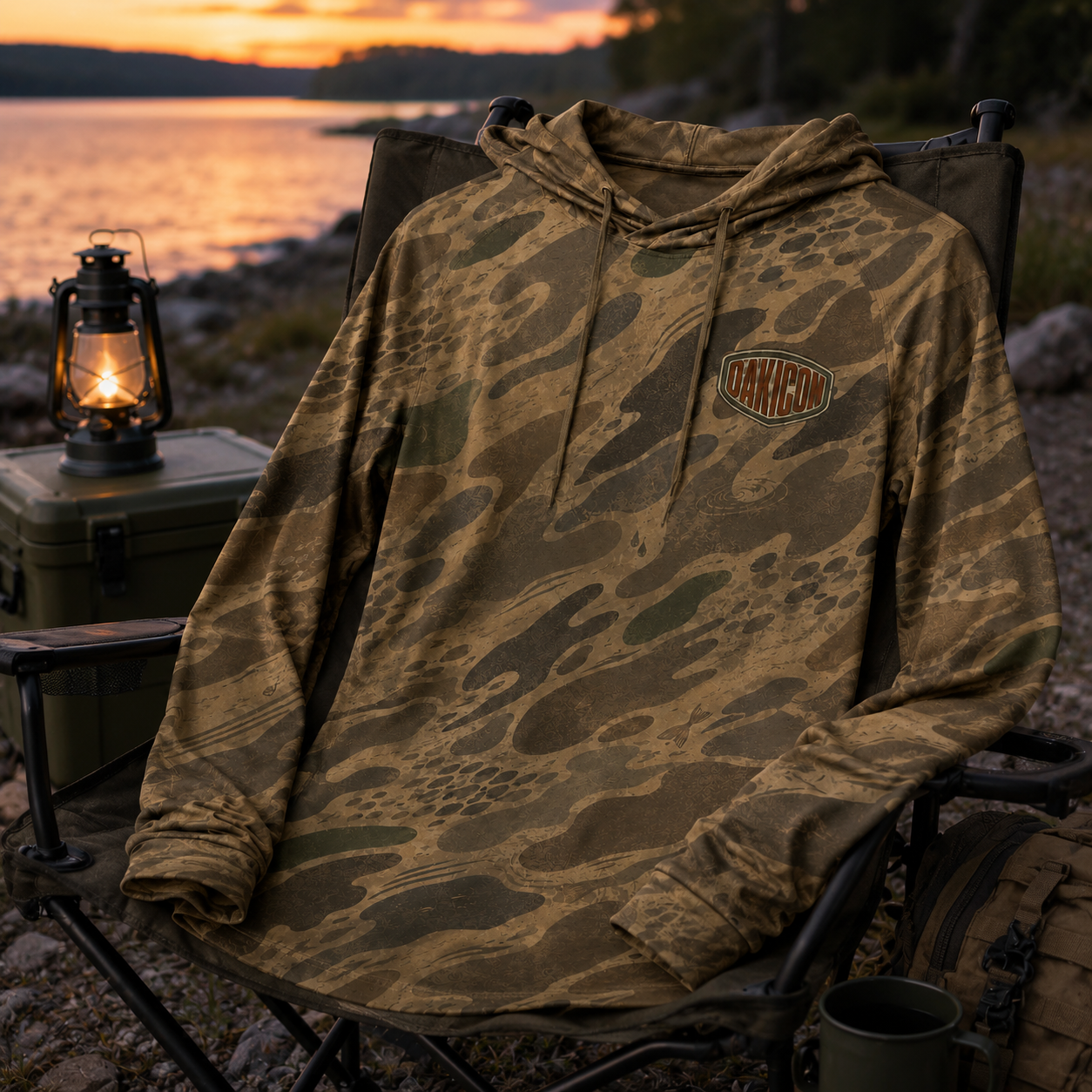 Oakicon Khaki Woodland Personalized Name Camo Performance Hoodie, Oakicon Camo Performance Hoodie