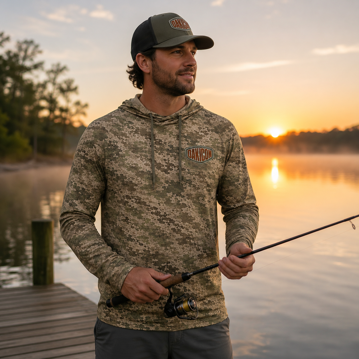 Oakicon Light Olive Brush Personalized Name Camo Performance Hoodie, Oakicon Camo Performance Hoodie