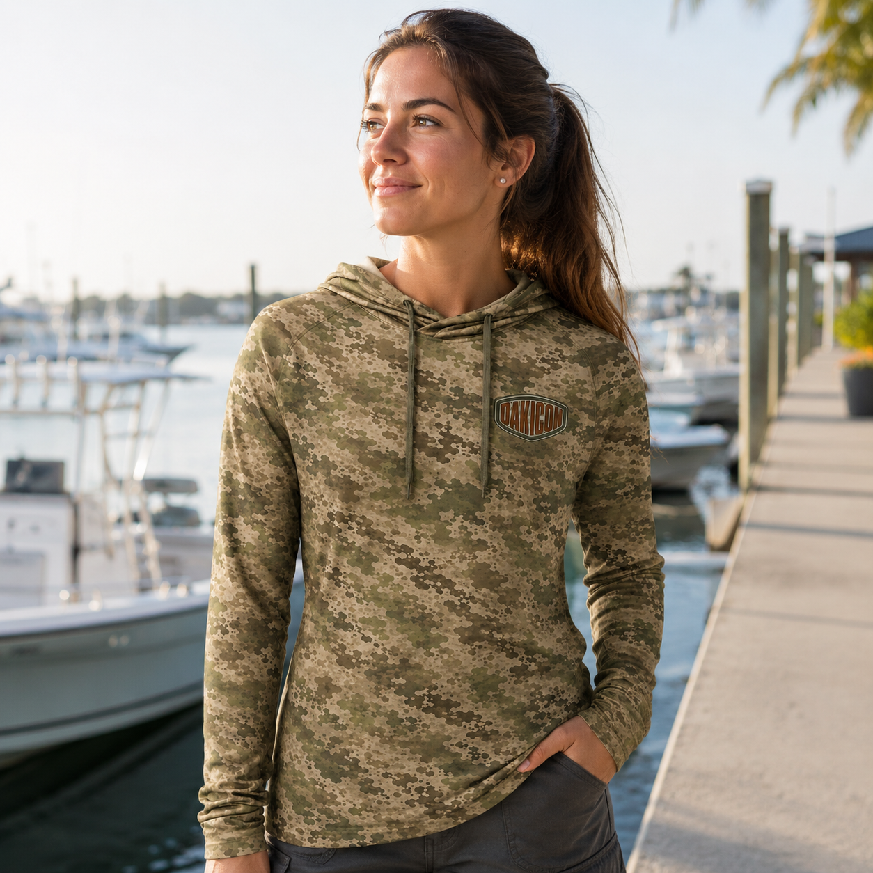 Oakicon Light Olive Brush Personalized Name Camo Performance Hoodie, Oakicon Camo Performance Hoodie
