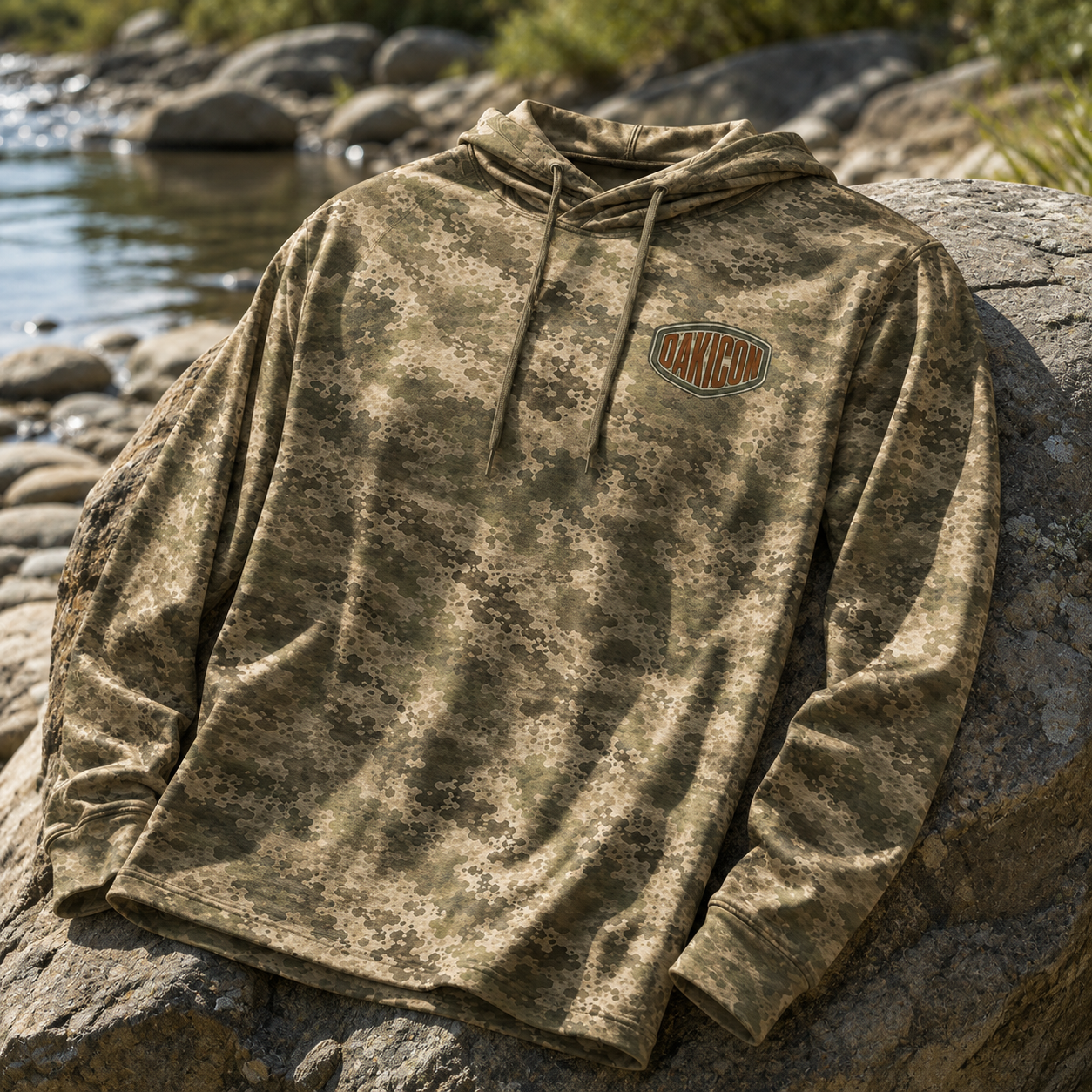Oakicon Light Olive Brush Personalized Name Camo Performance Hoodie, Oakicon Camo Performance Hoodie