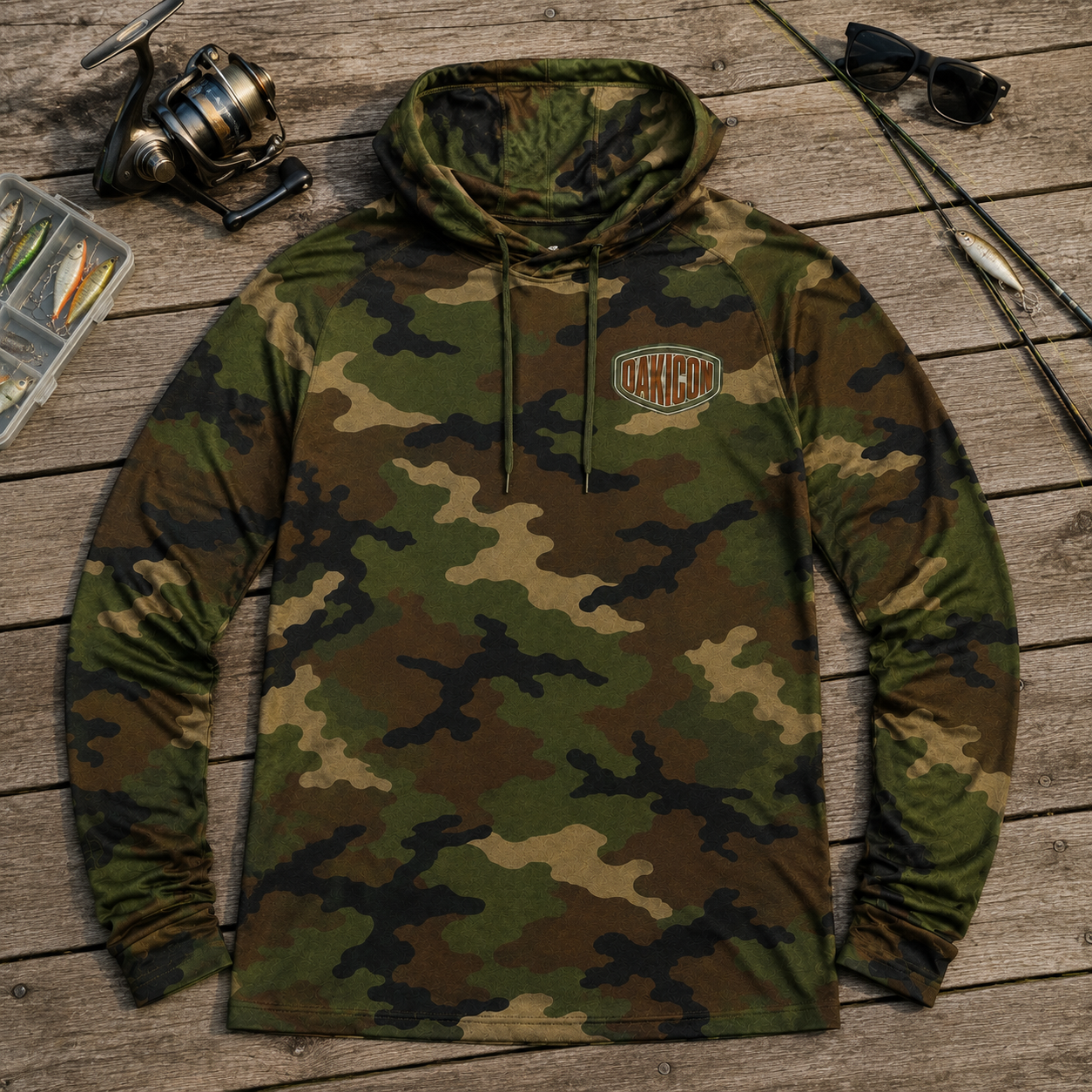 Oakicon Classic Woodland Personalized Name Camo Performance Hoodie, Oakicon Camo Performance Hoodie
