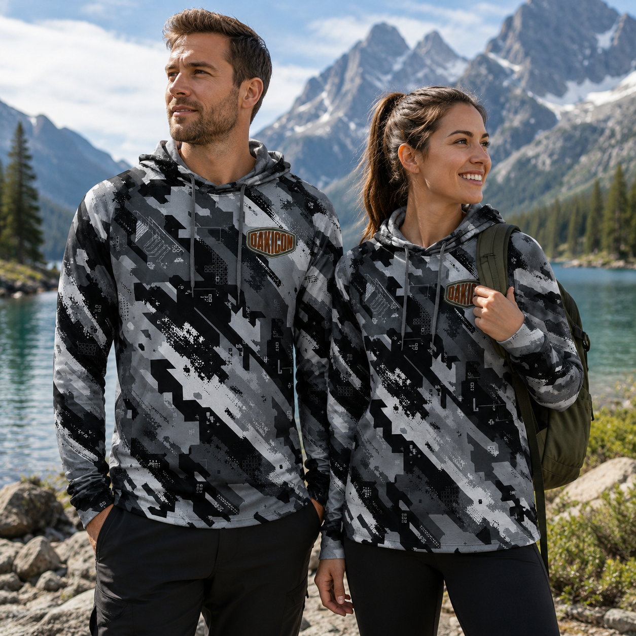 Oakicon Urban Digital Brush Personalized Name Camo Performance Hoodie, Oakicon Camo Performance Hoodie