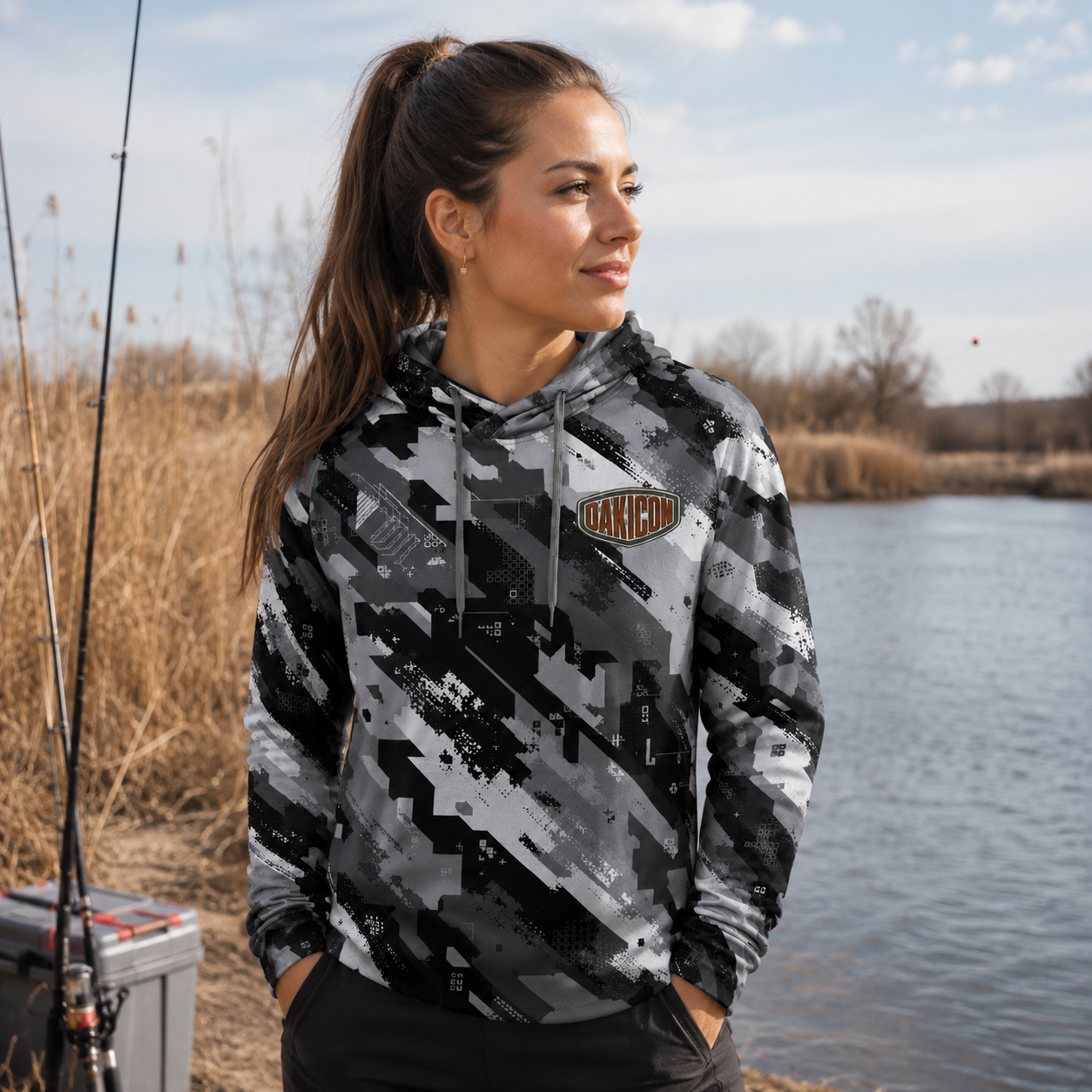 Oakicon Urban Digital Brush Personalized Name Camo Performance Hoodie, Oakicon Camo Performance Hoodie