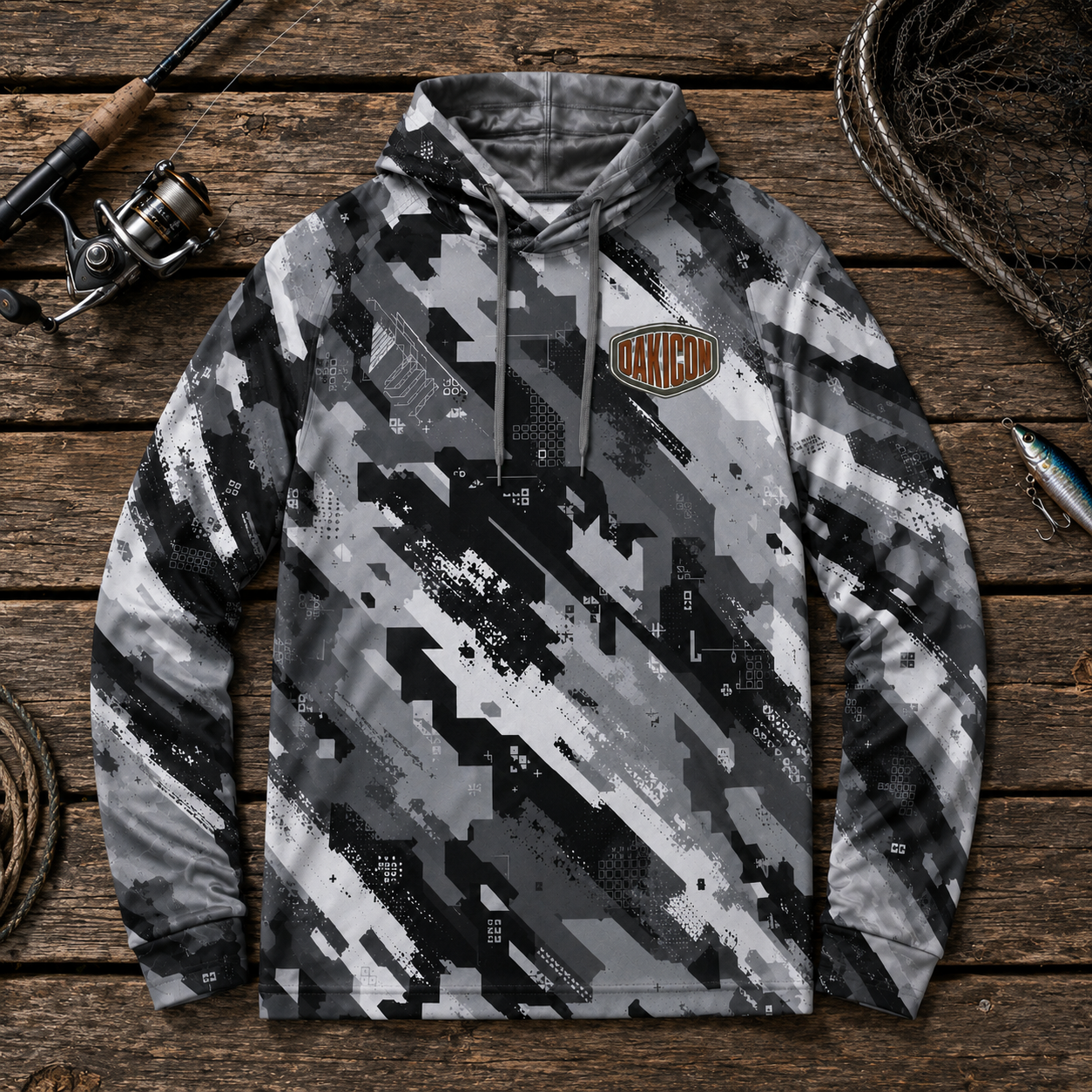 Oakicon Urban Digital Brush Personalized Name Camo Performance Hoodie, Oakicon Camo Performance Hoodie