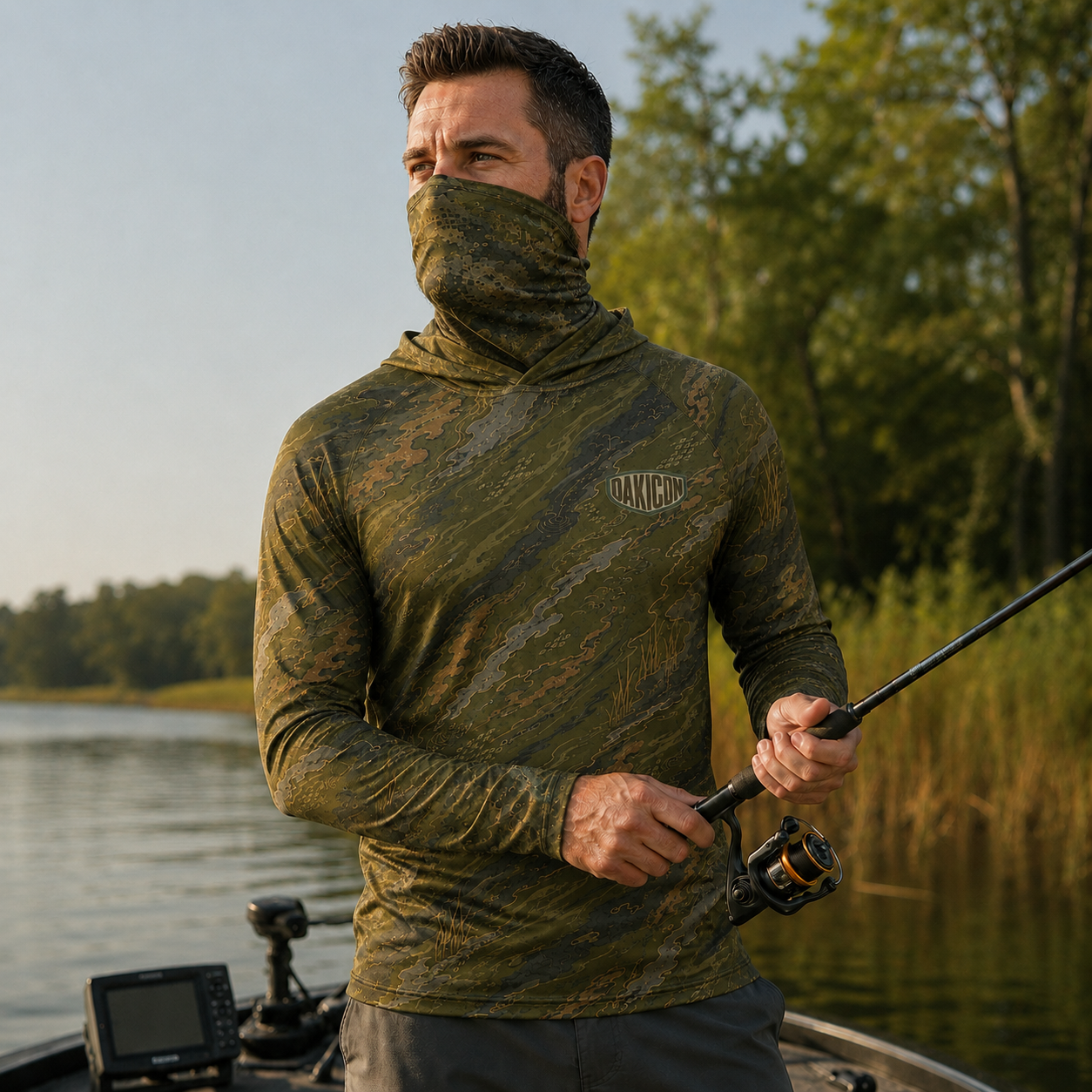 Oakicon Dark Olive Brush Personalized Name Camo Hoodie Mask, Oakicon Camo Hoodie Mask