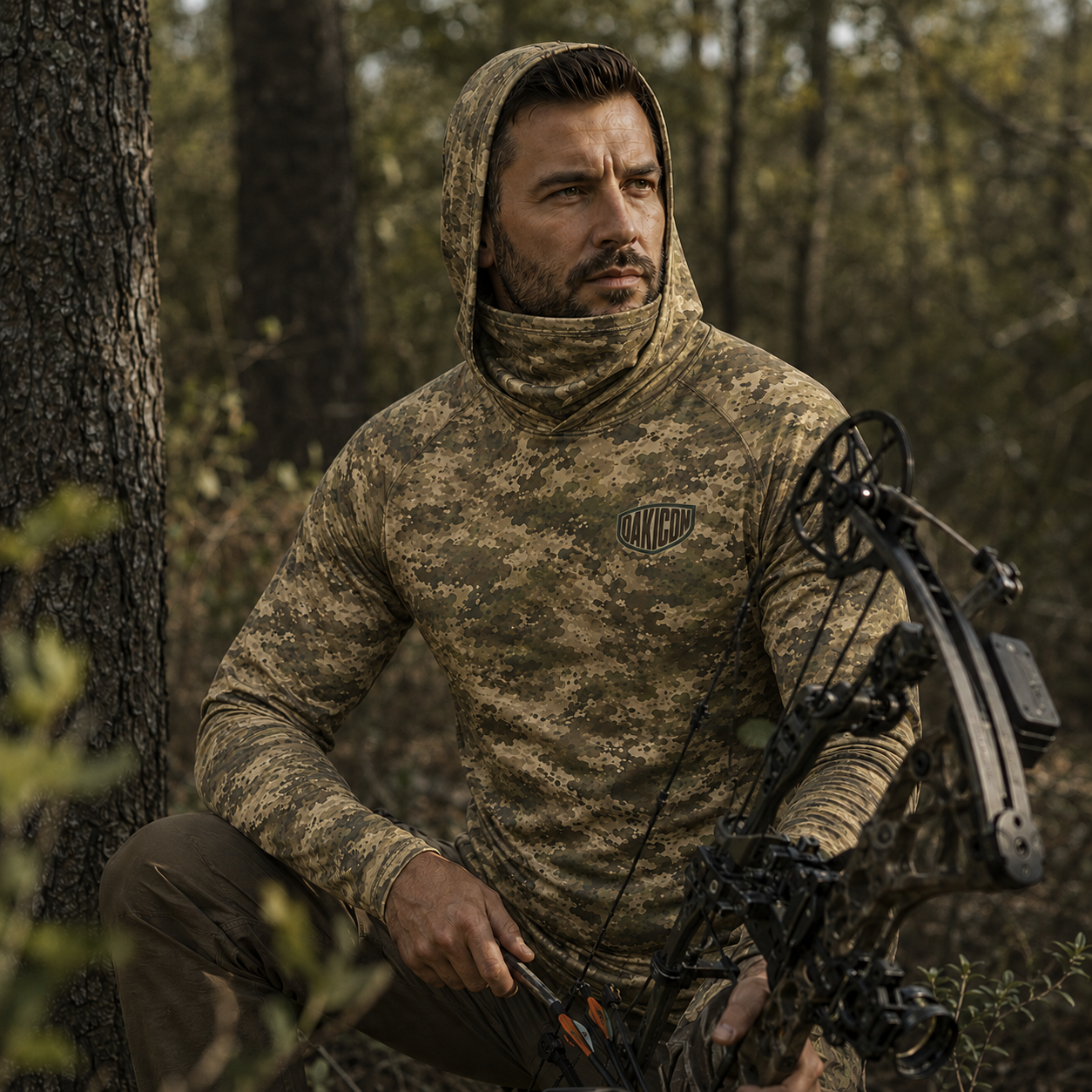 Oakicon Light Olive Brush Personalized Name Camo Hoodie Mask, Oakicon Camo Hoodie Mask