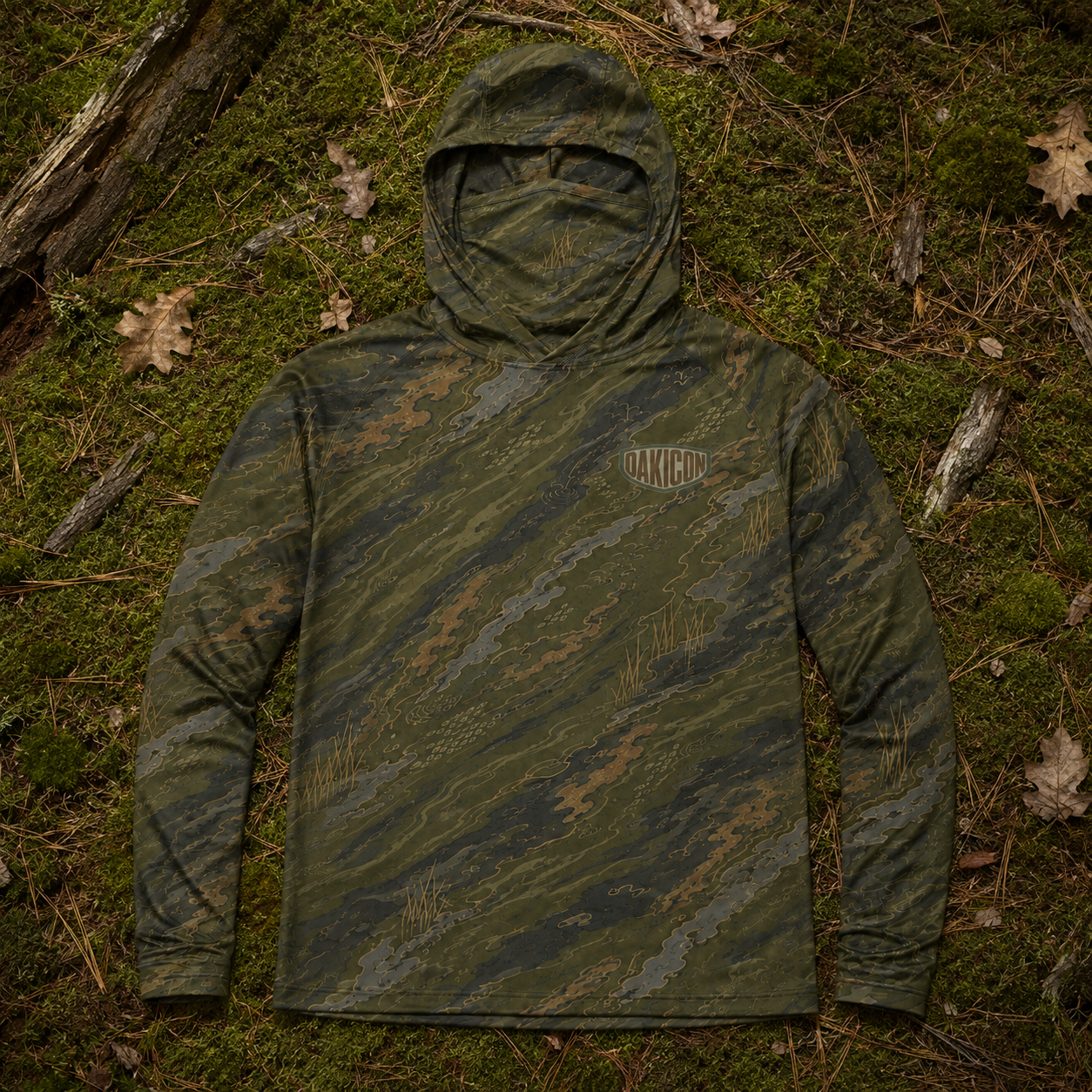 Oakicon Dark Olive Brush Personalized Name Camo Hoodie Mask, Oakicon Camo Hoodie Mask