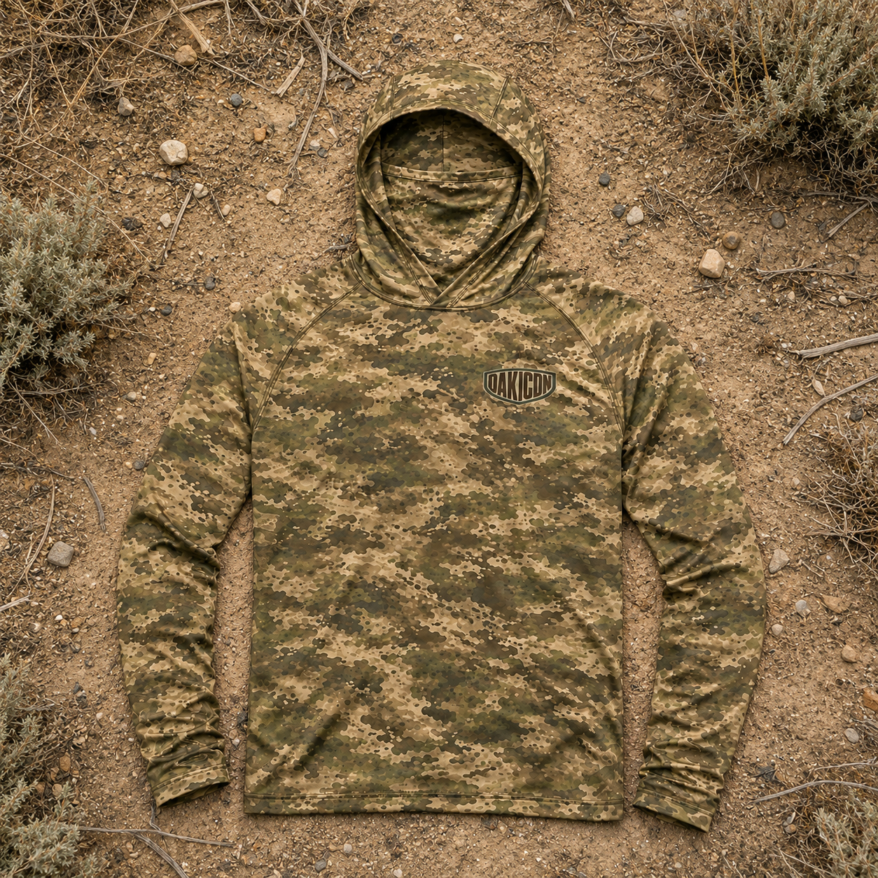 Oakicon Light Olive Brush Personalized Name Camo Hoodie Mask, Oakicon Camo Hoodie Mask