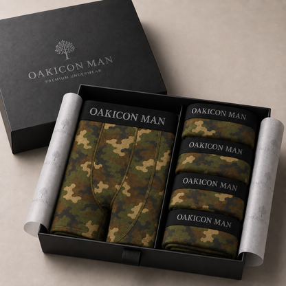 Oakicon Classic Woodland Personalized Name Camo Boxer Briefs, Oakicon Camo Boxer Briefs
