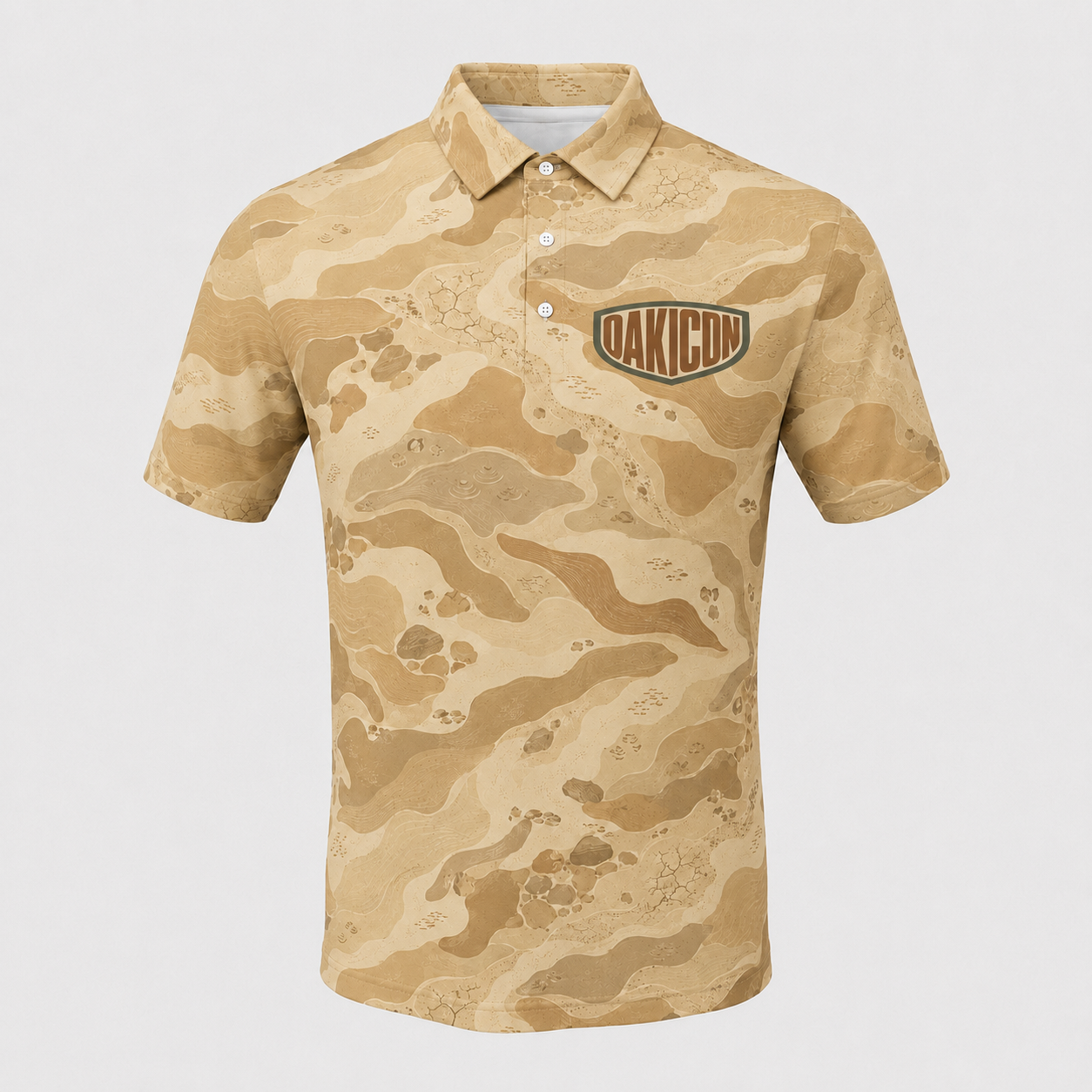 Oakicon Desert Sand Personalized Name Camo Polo Shirt, Oakicon Camo Polo Shirt