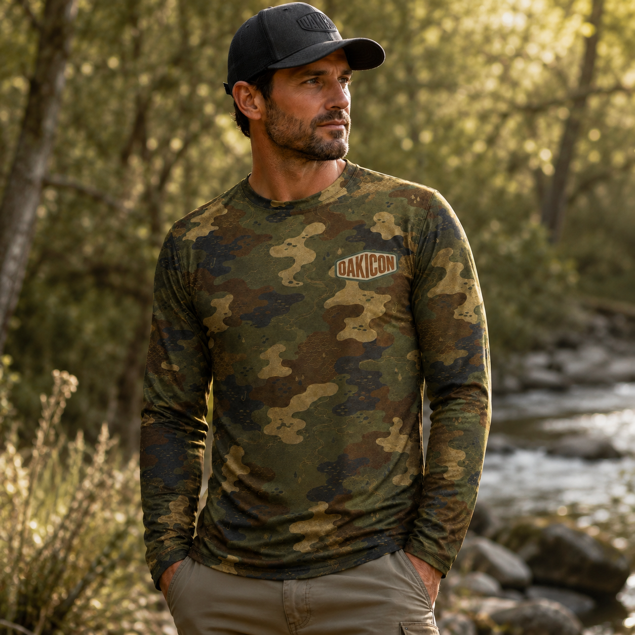 Oakicon Dark Frogskin Personalized Name Camo Long-sleeve, Oakicon Camo Long-sleeve