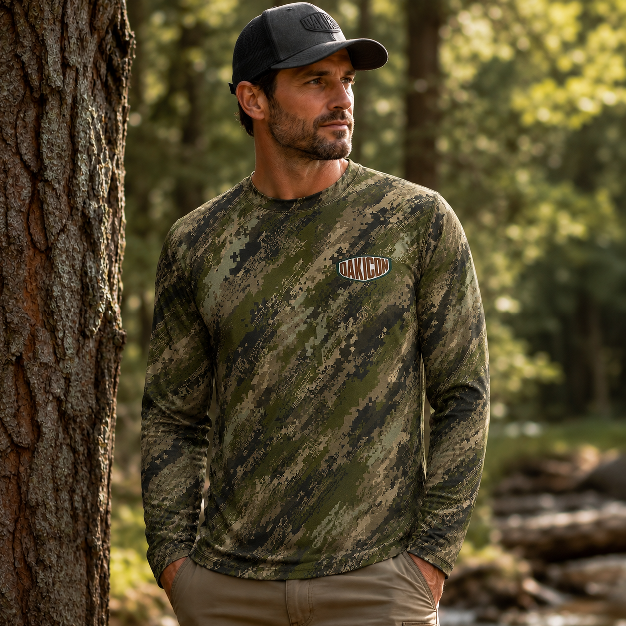 Oakicon Digital Woodland Personalized Name Camo Long-sleeve, Oakicon Camo Long-sleeve