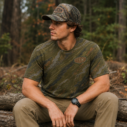 Oakicon Dark Olive Brush Personalized Name Camo T-Shirt, Oakicon Camo T-Shirt