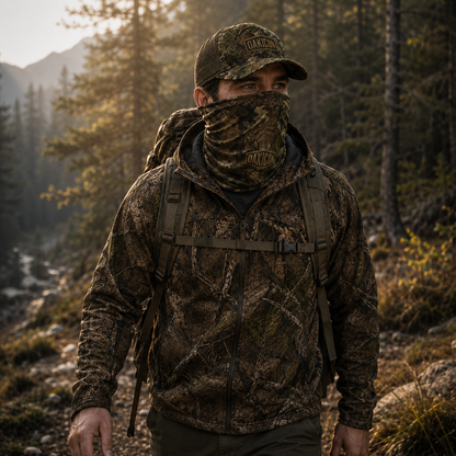 Oakicon Realistic Forest Personalized Name Camo Neck Gaiter, Oakicon Camo Neck Gaiter