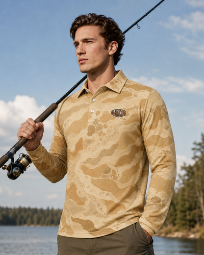Oakicon Desert Sand Personalized Name Camo Polo Long-sleeve, Oakicon Camo Polo Long-sleeve