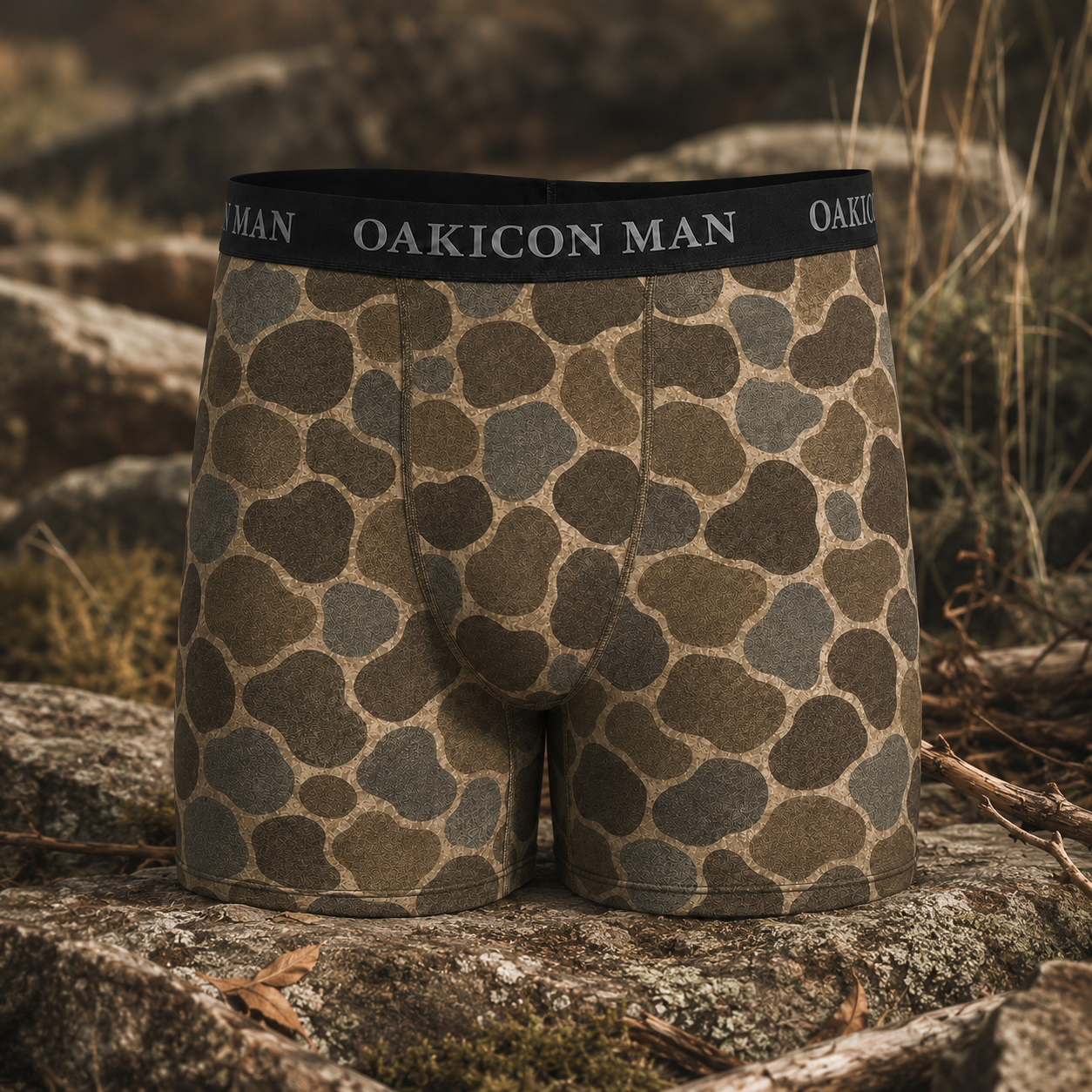 Oakicon Duck Hunter Personalized Name Camo Boxer Briefs, Oakicon Camo Boxer Briefs
