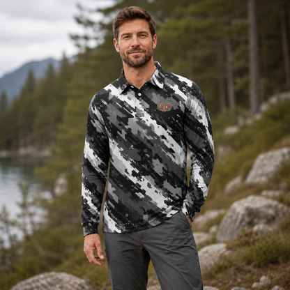 Oakicon Urban Digital Brush Personalized Name Camo Polo Long-sleeve, Oakicon Camo Polo Long-sleeve