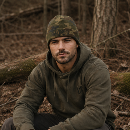 Oakicon Dark Frogskin Personalized Name Camo Cuffed Beanie, Oakicon Camo Cuffed Beanie