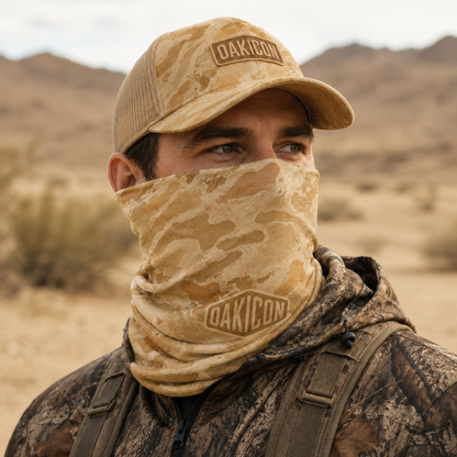 Oakicon Desert Sand Personalized Name Camo Neck Gaiter, Oakicon Camo Neck Gaiter