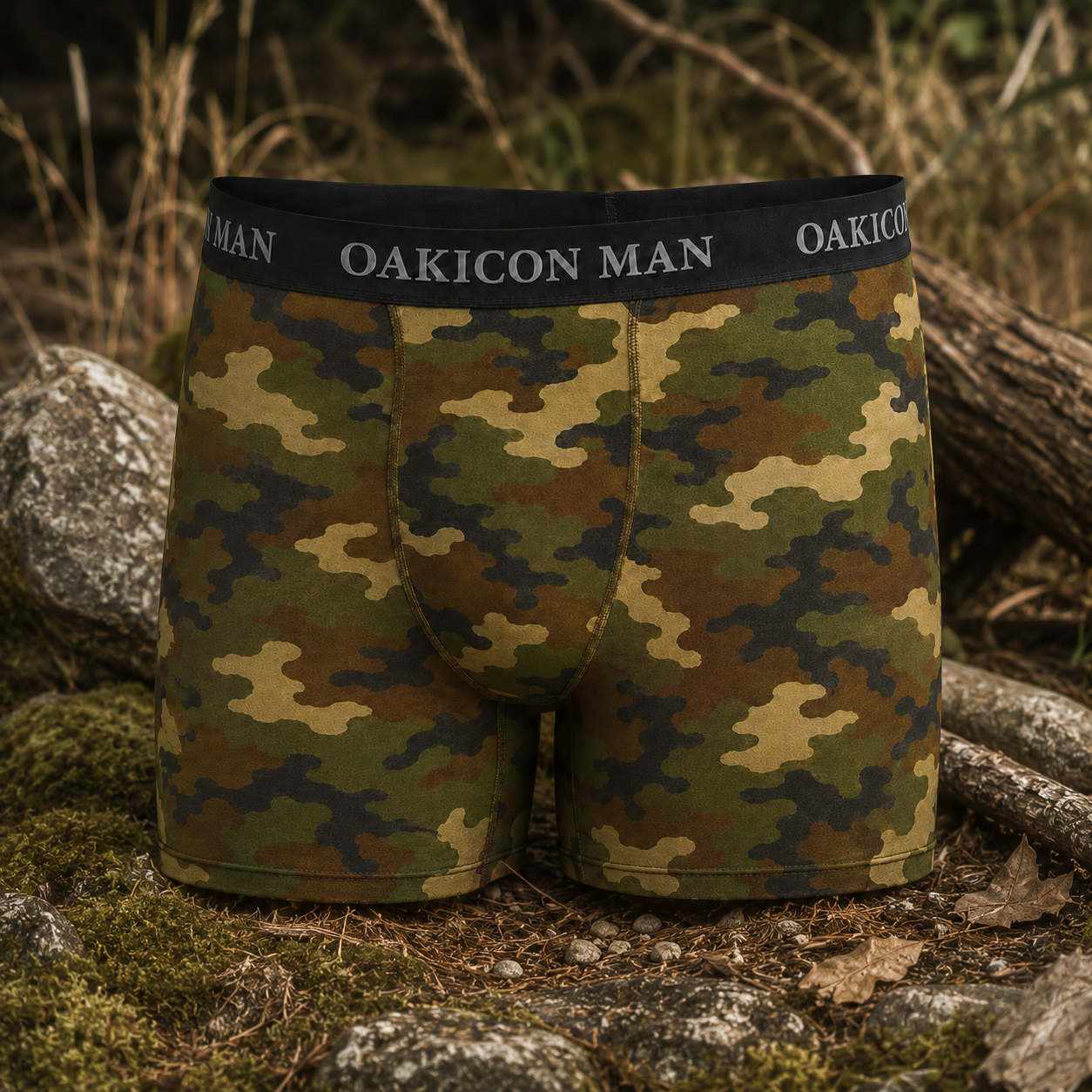 Oakicon Dark Frogskin Personalized Name Camo Boxer Briefs, Oakicon Camo Boxer Briefs