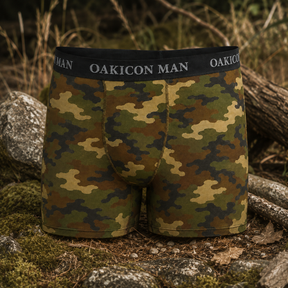 Oakicon Dark Frogskin Personalized Name Camo Boxer Briefs, Oakicon Camo Boxer Briefs