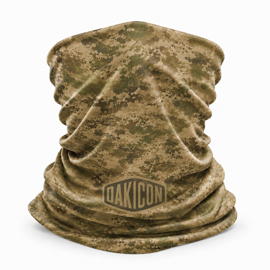 Oakicon Light Olive Brush Personalized Name Camo Neck Gaiter, Oakicon Camo Neck Gaiter