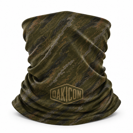Oakicon Dark Olive Brush Personalized Name Camo Neck Gaiter, Oakicon Camo Neck Gaiter