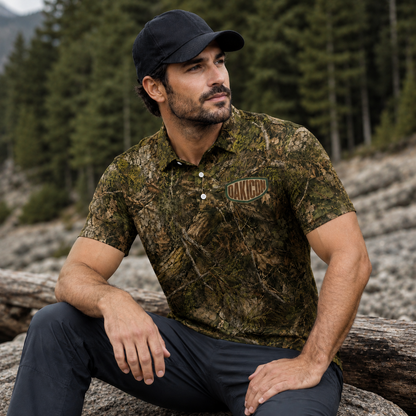 Oakicon Realistic Forest Personalized Name Camo Polo Shirt, Oakicon Camo Polo Shirt