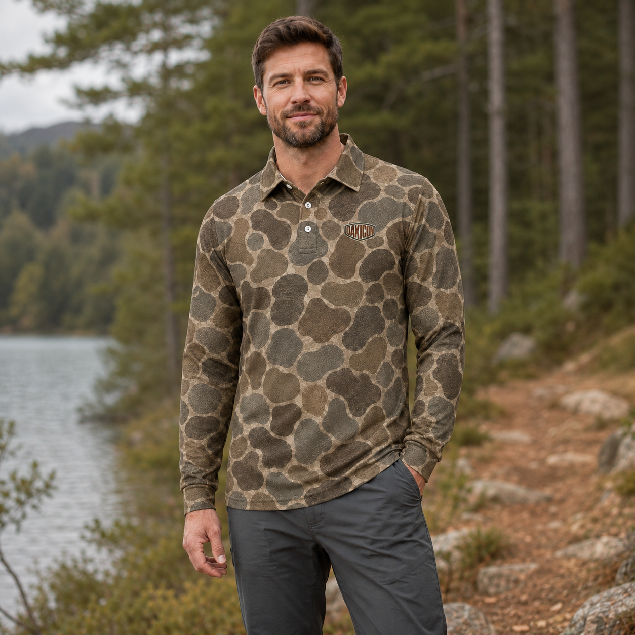 Oakicon Duck Hunter Personalized Name Camo Polo Long-sleeve, Oakicon Camo Polo Long-sleeve