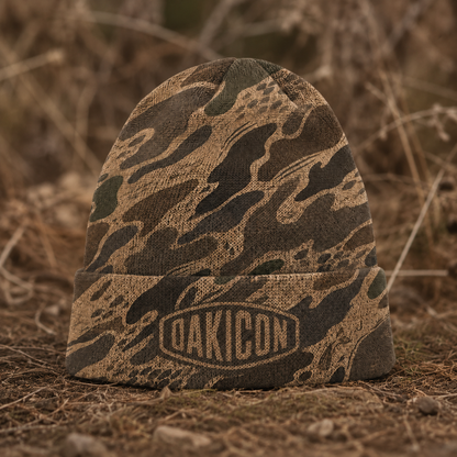 Oakicon Khaki Woodland Personalized Name Camo Cuffed Beanie, Oakicon Camo Cuffed Beanie
