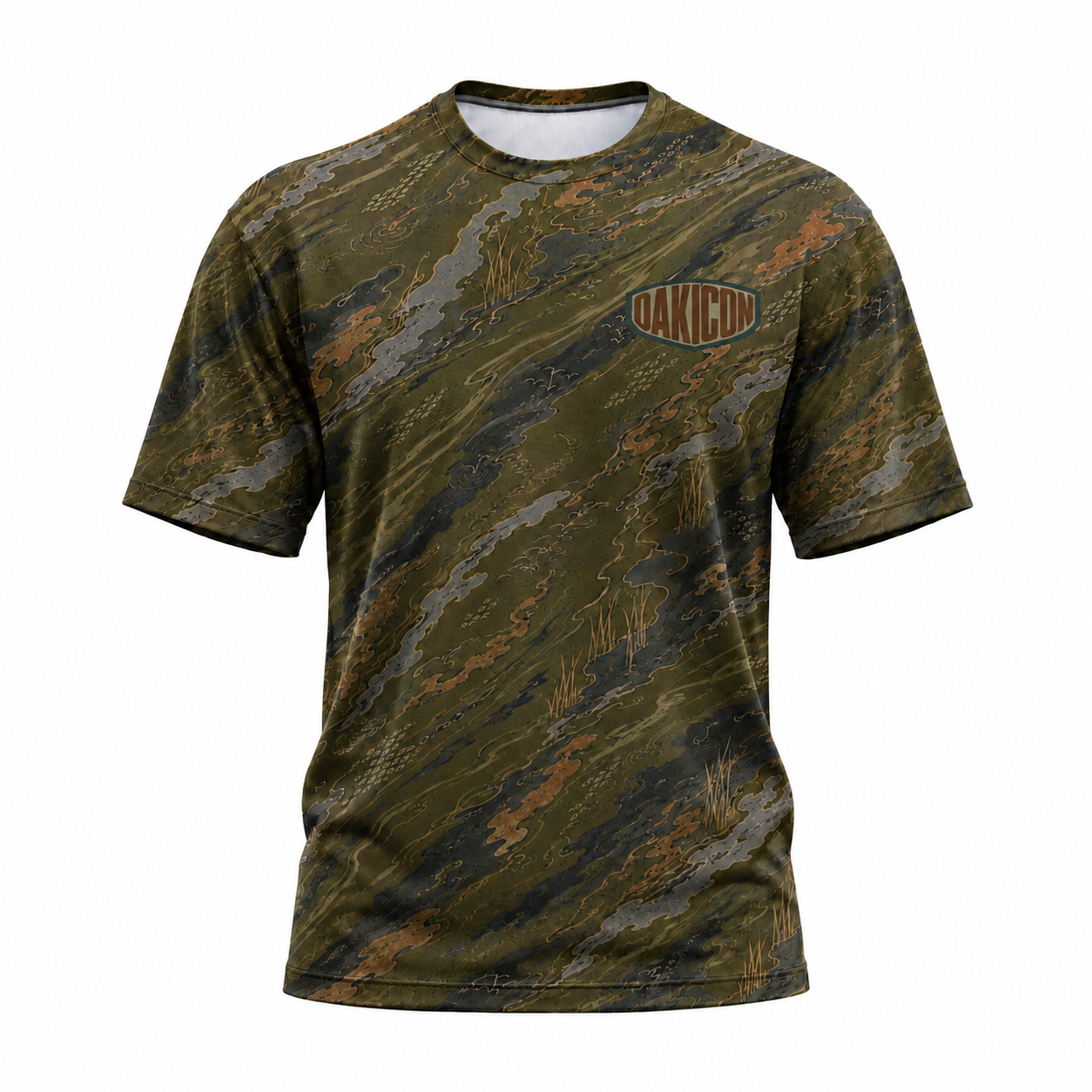 Oakicon Dark Olive Brush Personalized Name Camo T-Shirt, Oakicon Camo T-Shirt