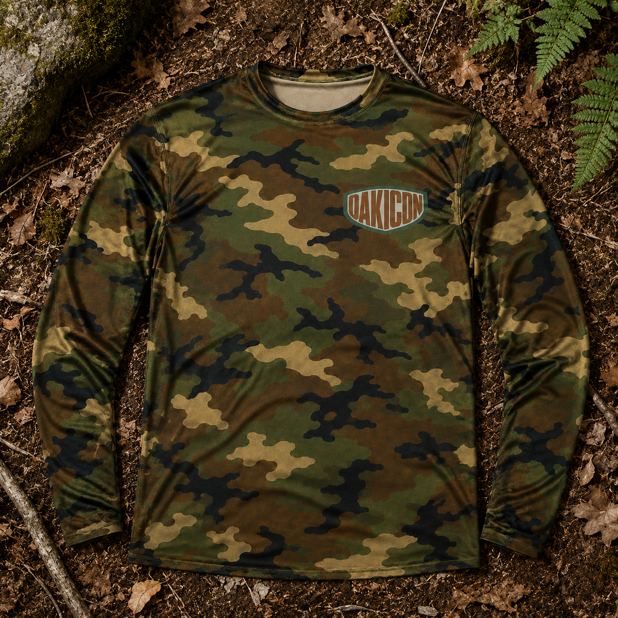 Oakicon Classic Woodland Personalized Name Camo Long-sleeve, Oakicon Camo Long-sleeve