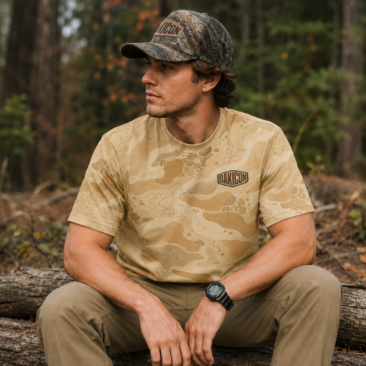 Oakicon Desert Sand Personalized Name Camo T-Shirt, Oakicon Camo T-Shirt