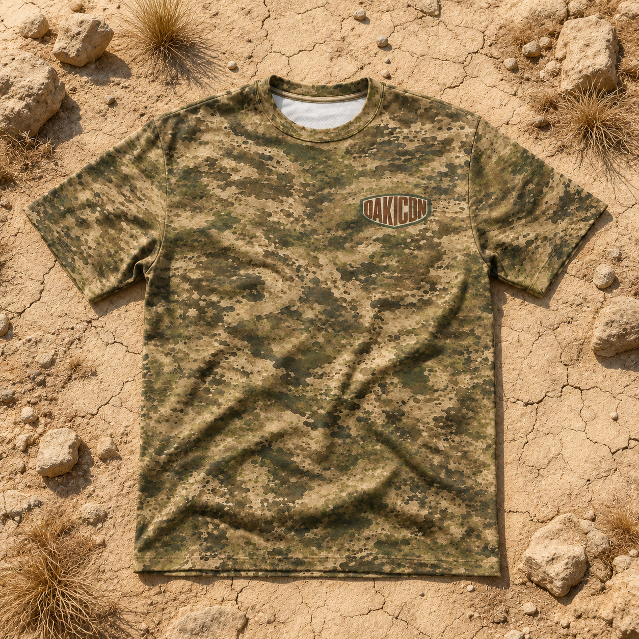 Oakicon Light Olive Brush Personalized Name Camo T-Shirt, Oakicon Camo T-Shirt