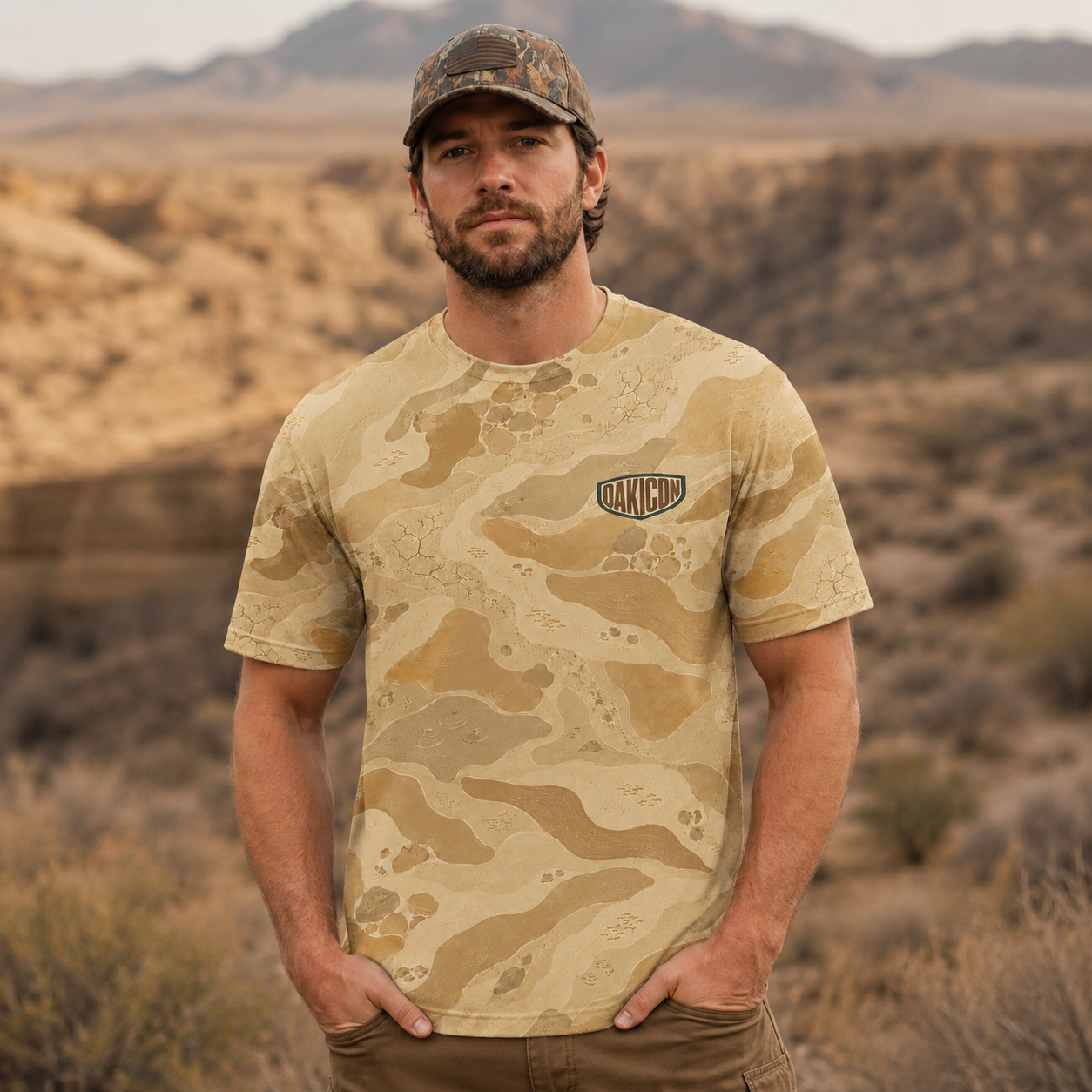 Oakicon Desert Sand Personalized Name Camo T-Shirt, Oakicon Camo T-Shirt