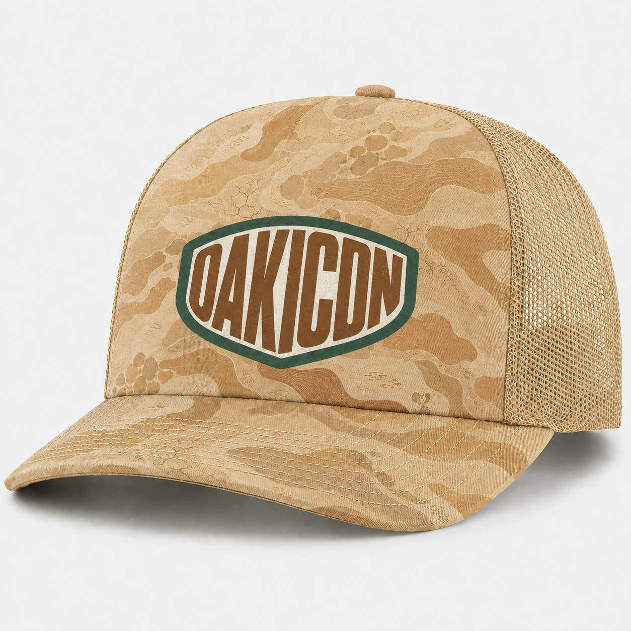 Oakicon Desert Sand Personalized Name Camo Trucker Hat, Oakicon Camo Trucker Hat