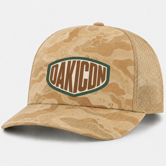 Oakicon Desert Sand Personalized Name Camo Trucker Hat, Oakicon Camo Trucker Hat