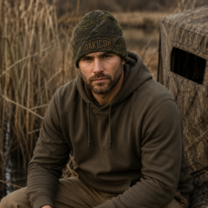 Oakicon Dark Marsh Personalized Name Camo Cuffed Beanie, Oakicon Camo Cuffed Beanie