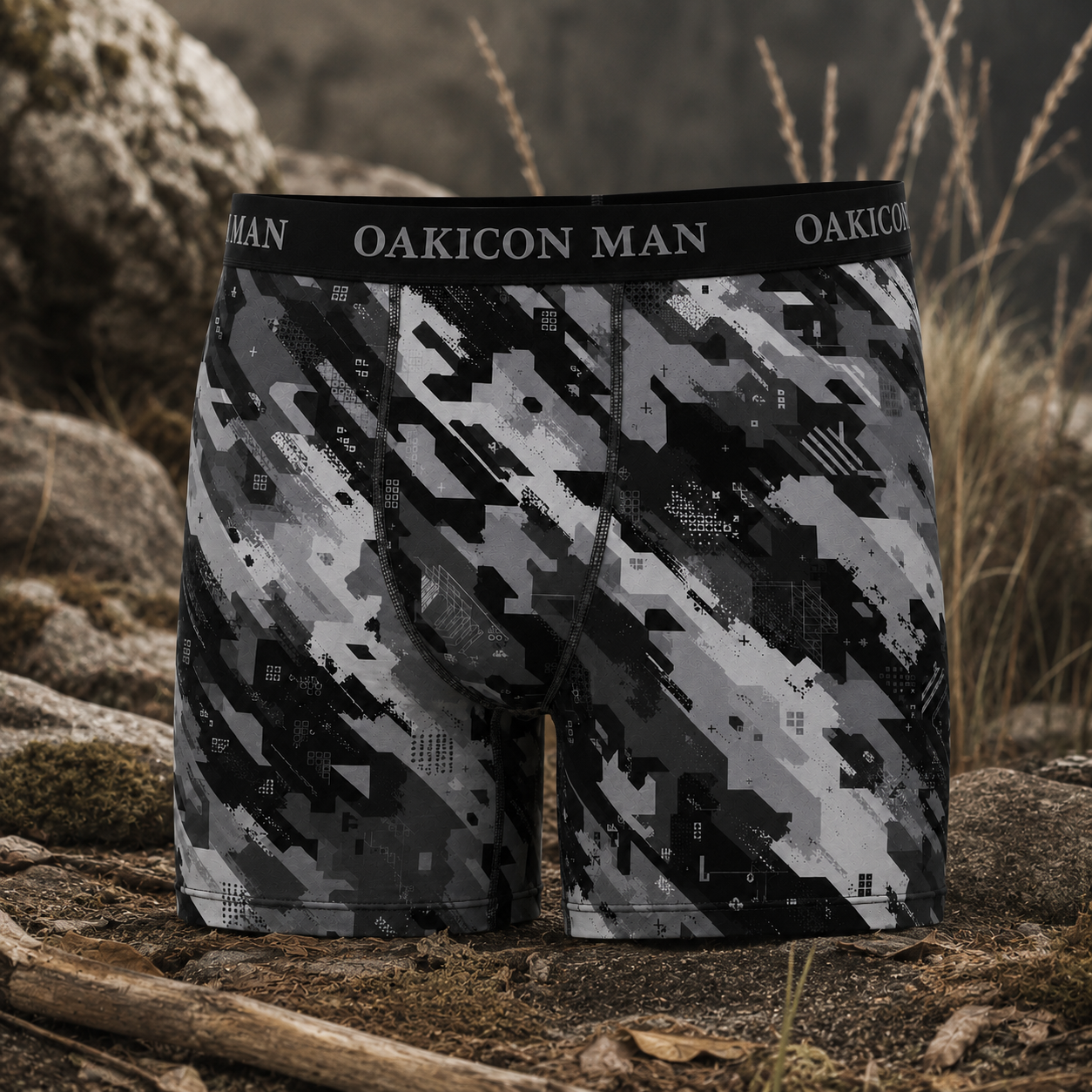 Oakicon Urban Digital Brush Personalized Name Camo Boxer Briefs, Oakicon Camo Boxer Briefs