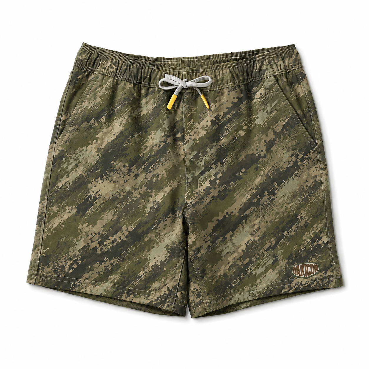 Oakicon Digital Woodland Personalized Name Camo Swim Trunks, Oakicon Camo Swim Trunks