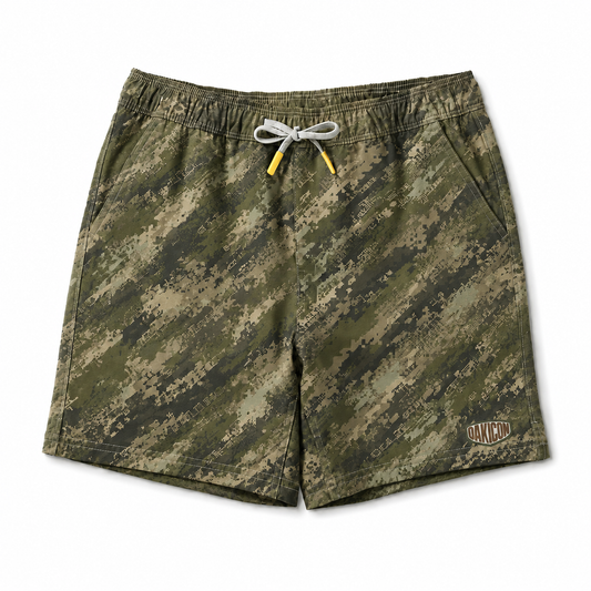 Oakicon Digital Woodland Personalized Name Camo Swim Trunks, Oakicon Camo Swim Trunks