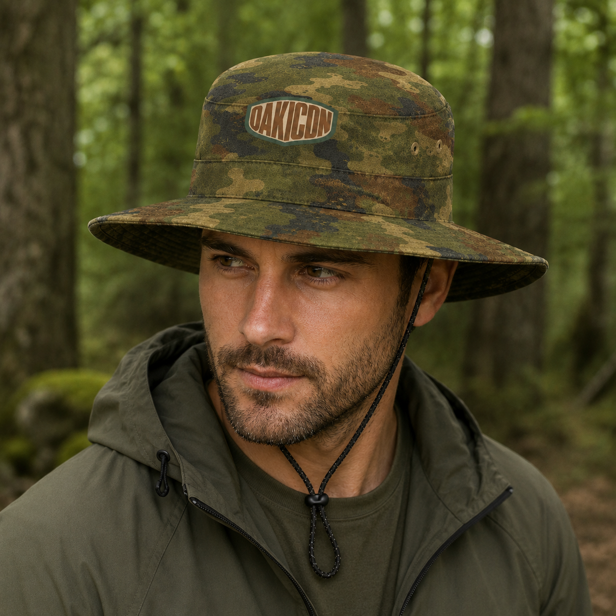 Oakicon Dark Frogskin Personalized Name Camo Bucket Hat, Oakicon Camo Bucket Hat