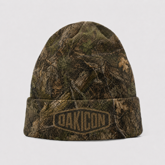 Oakicon Realistic Forest Personalized Name Camo Cuffed Beanie, Oakicon Camo Cuffed Beanie