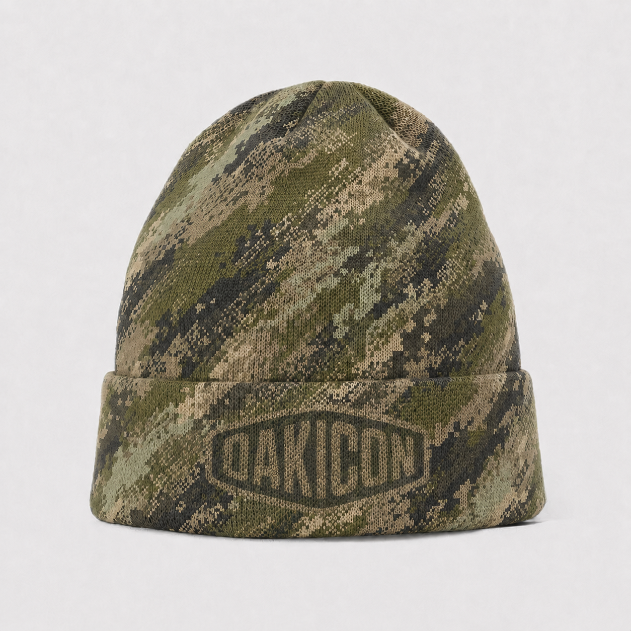 Oakicon Digital Woodland Personalized Name Camo Cuffed Beanie, Oakicon Camo Cuffed Beanie