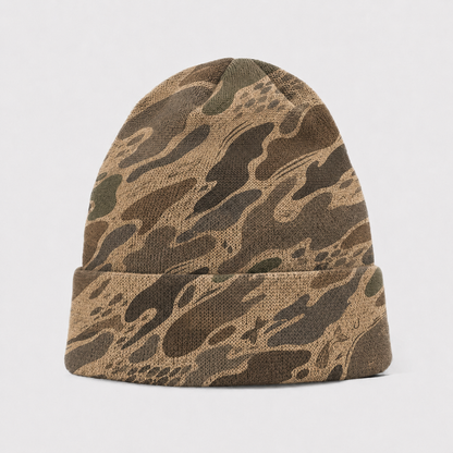 Oakicon Khaki Woodland Personalized Name Camo Cuffed Beanie, Oakicon Camo Cuffed Beanie